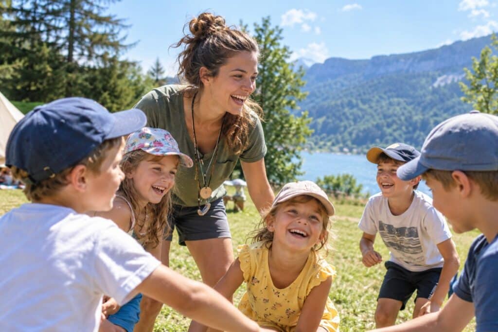 animatrice jouant avec des enfants