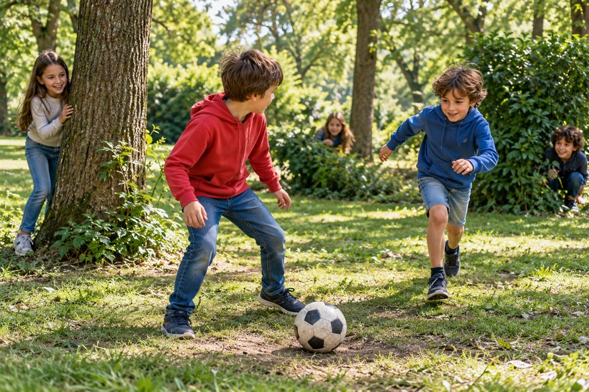 enfants jouant à la gamelle