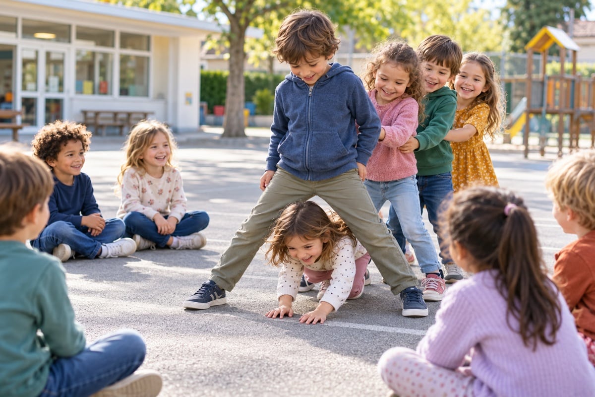 enfants jouant au serpent de la montagne