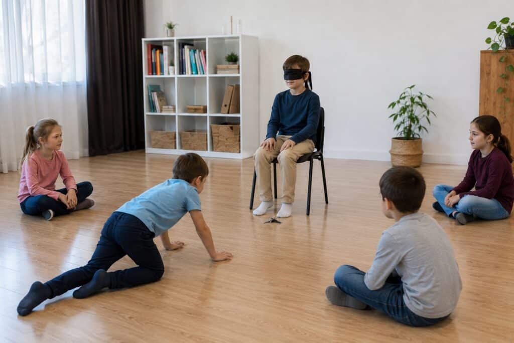 enfants jouant au roi du silence