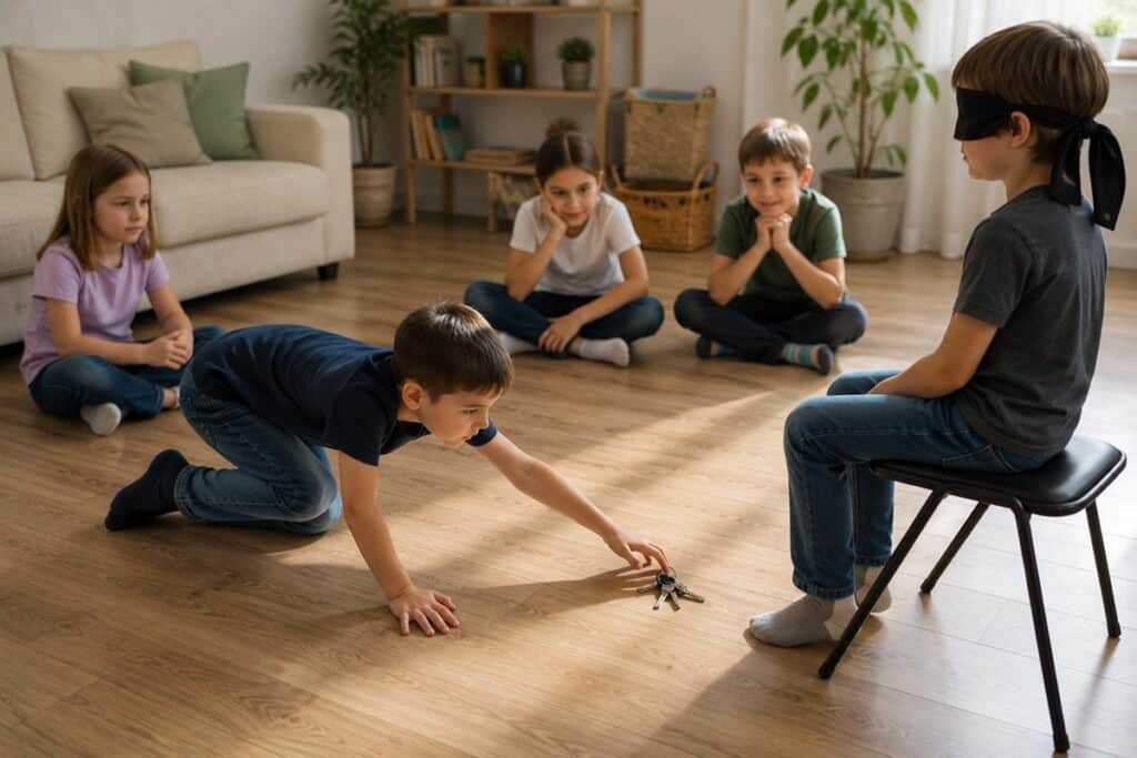 enfants jouant au roi du silence