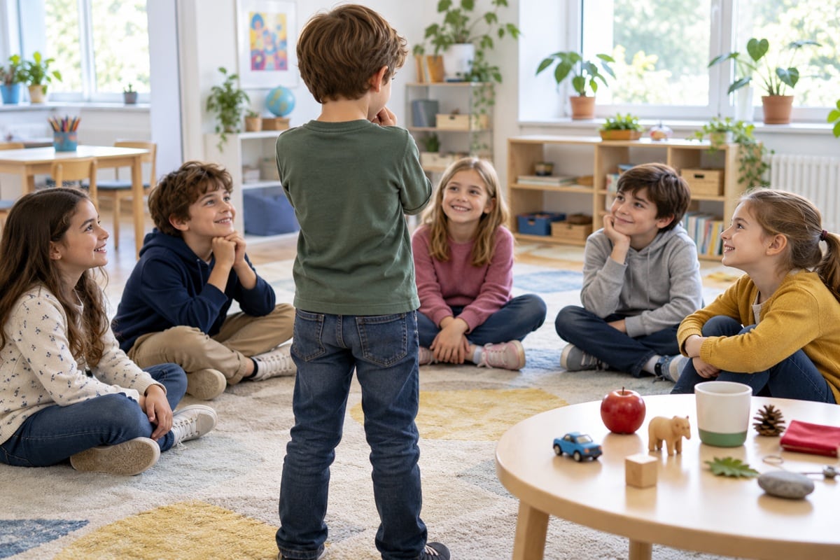 des enfants participent à un jeu d'observation