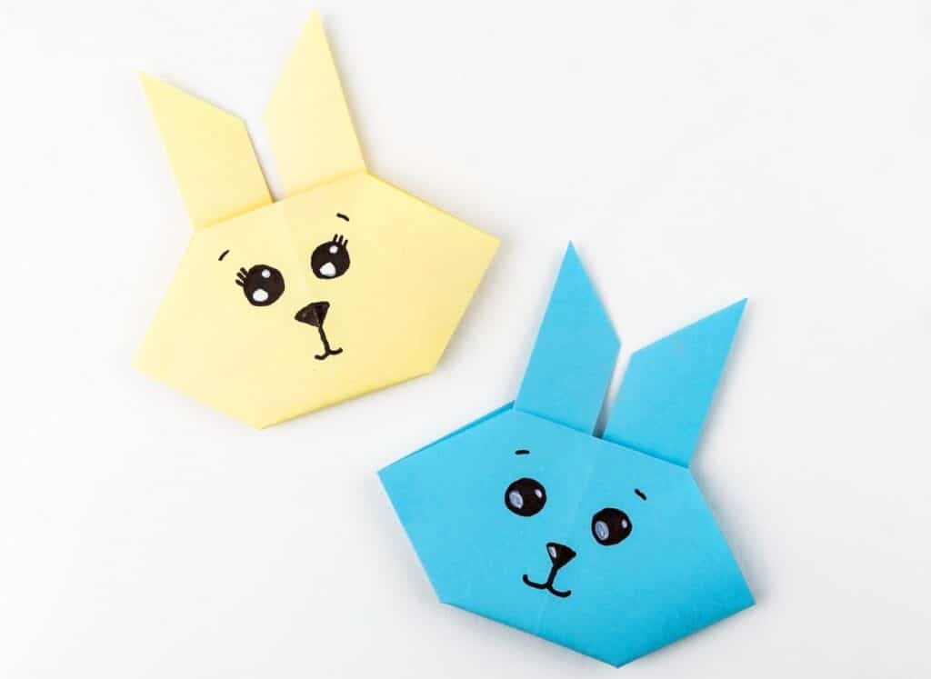 pliage tête de lapin en papier