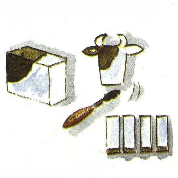vache avec brique de lait