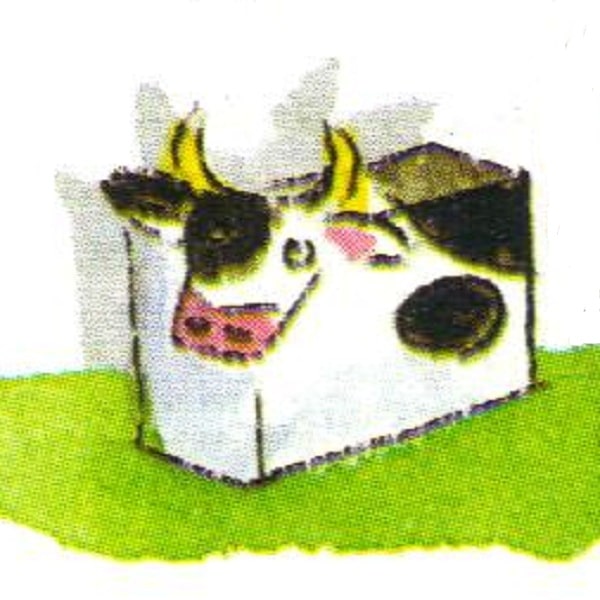 bricolage vache avec une brique de lait