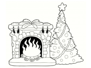 coloriage chemin&eacute;e noel