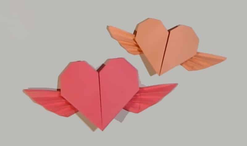 origami cœur avec des ailes