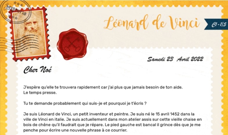 courrier leonard de vinci