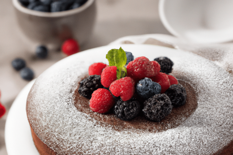 gâteau au chocolat sans oeuf saupoudré de sucre glace