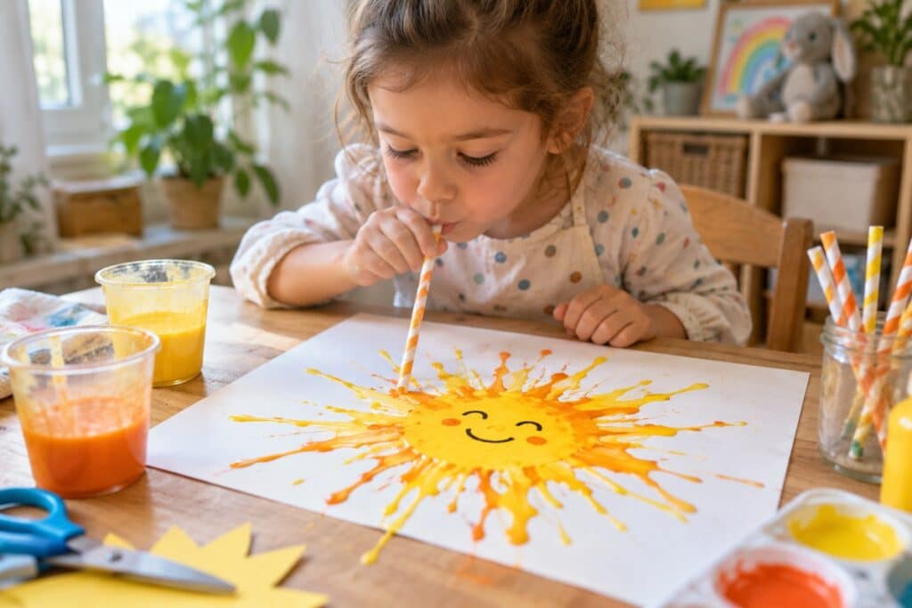 soleil joyeux à la peinture soufflée