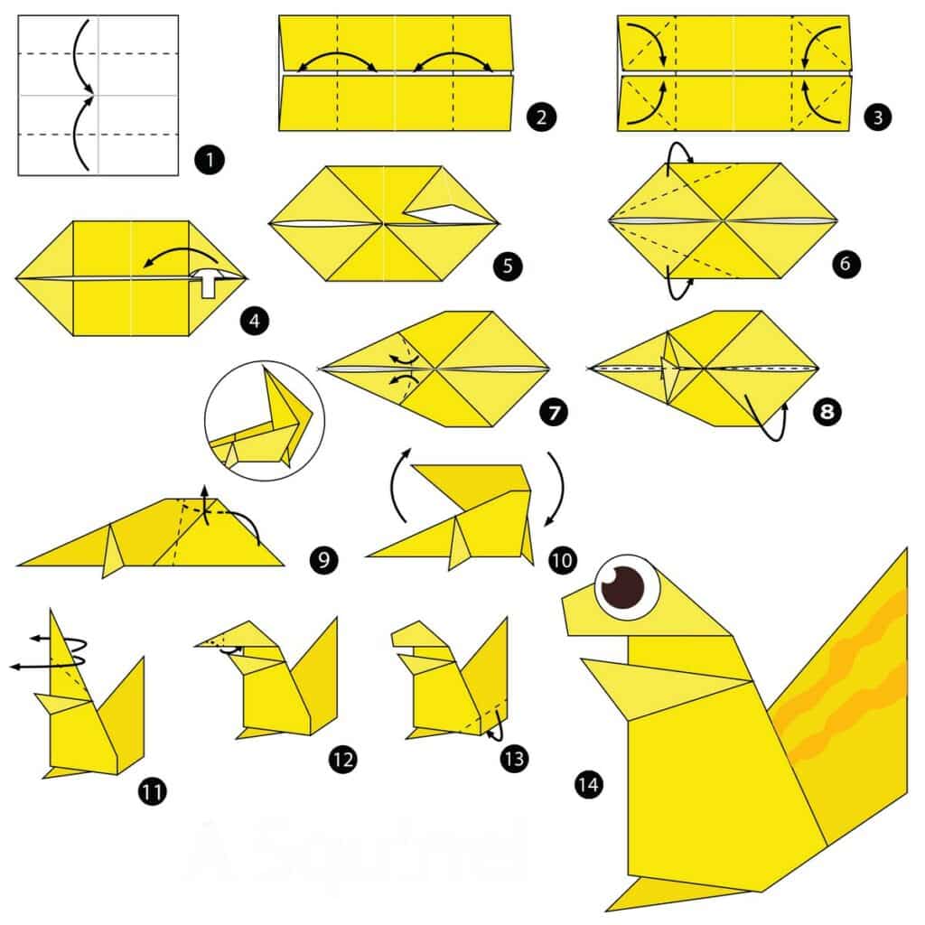 pliage origami écureuil