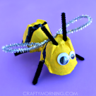 Bricolage abeille avec une boîte d’œufs