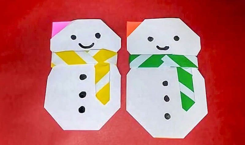 Origami bonhomme de neige facile