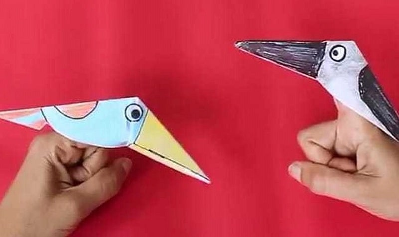 Origami oiseau marionnette
