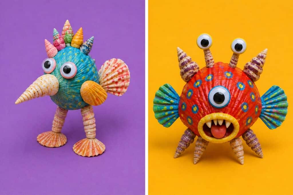 animaux imaginaires en coquillages