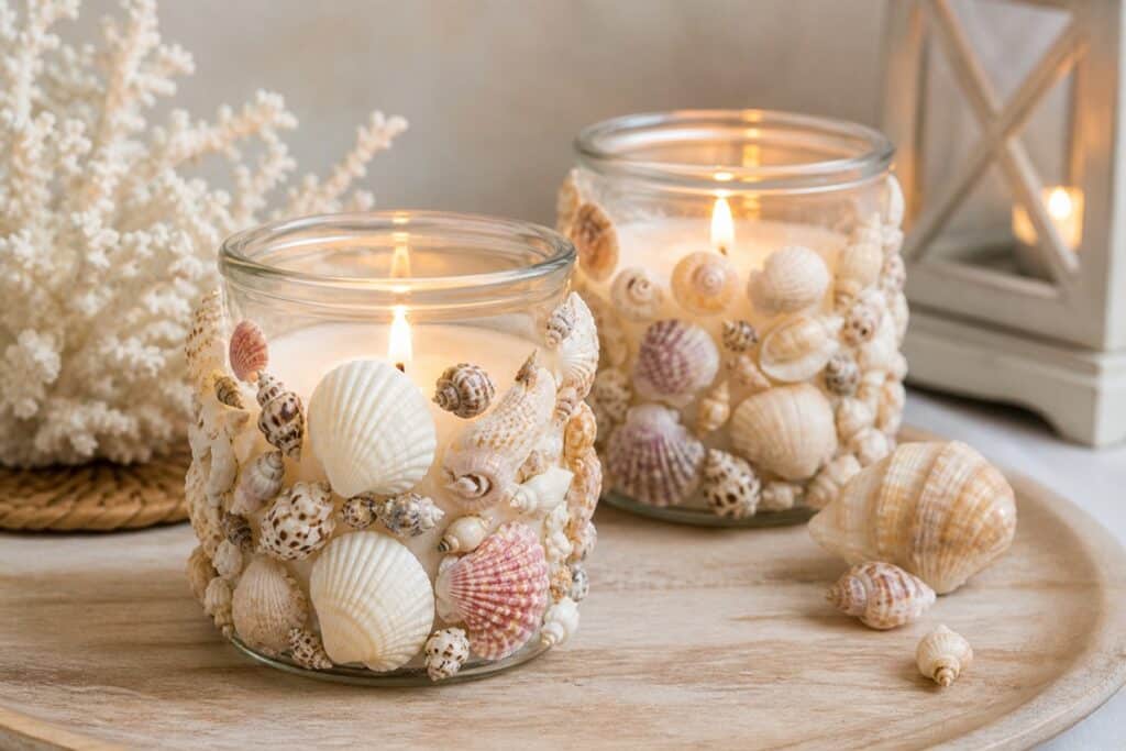 pots à bougie en coquillages