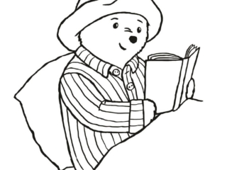 coloriage paddington au lit