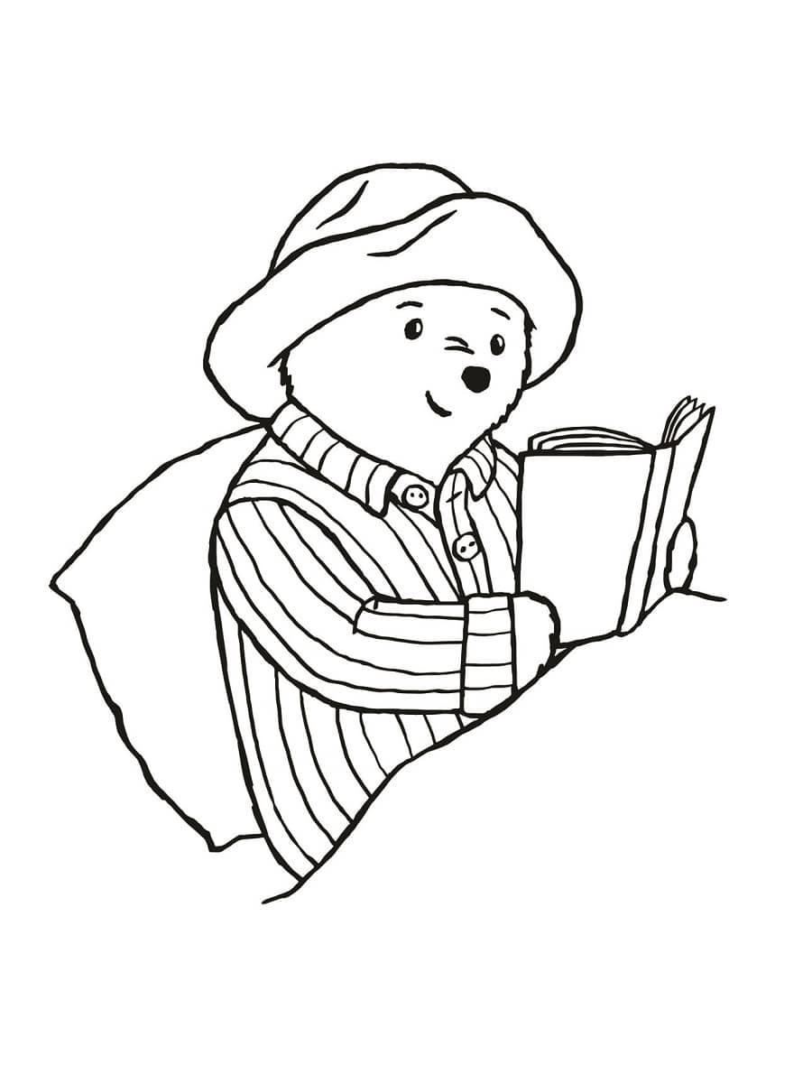 coloriage paddington au lit