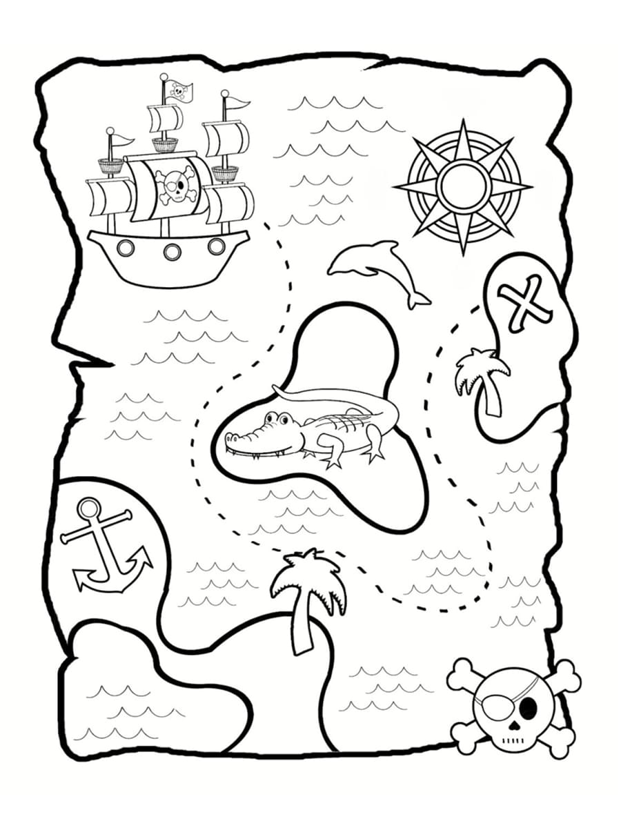 Coloriage Carte Au Trésor Dessins à Imprimer Gratuitement