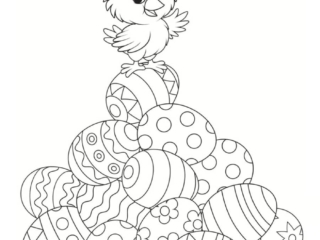 coloriage poussin oeufs