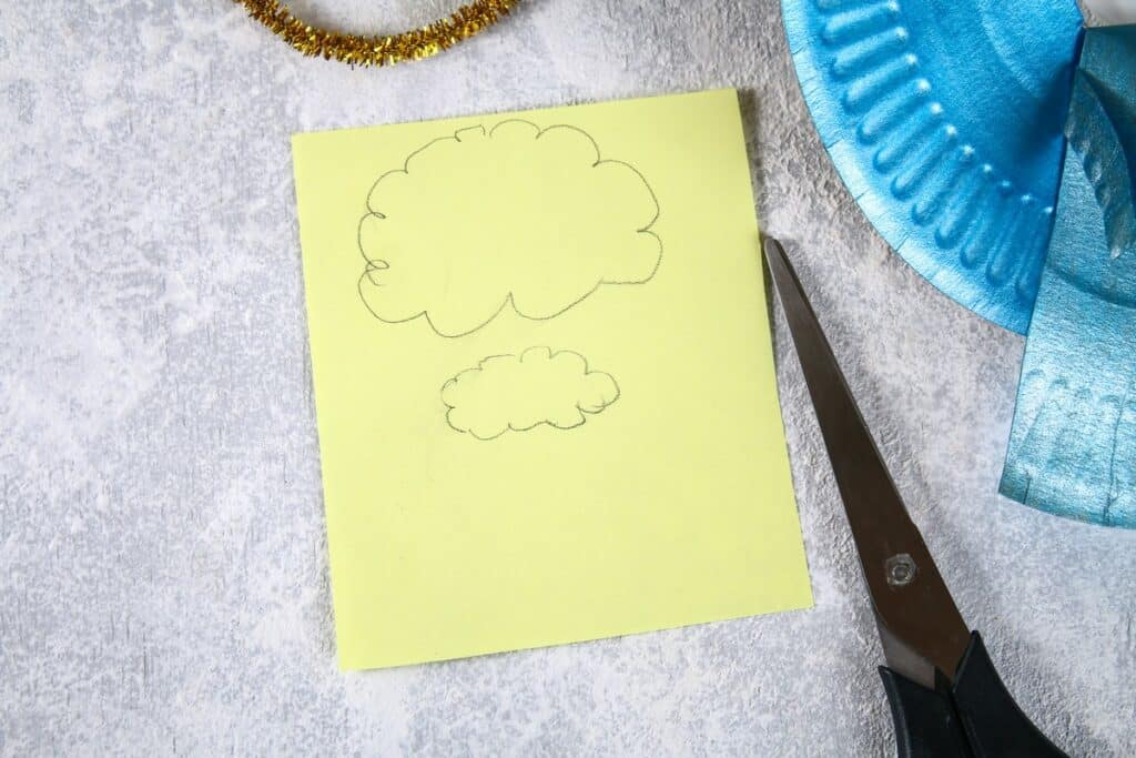dessin nuages feuille jaune