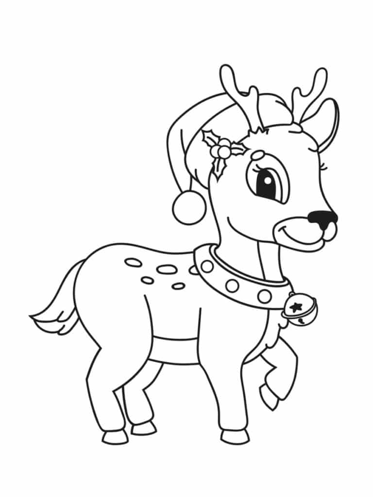Coloriage renne de Noël  24 dessins à imprimer gratuitement