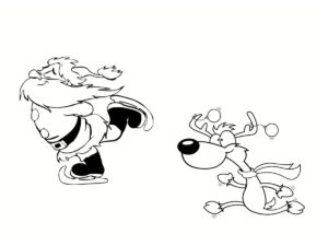 coloriage père noel et renne
