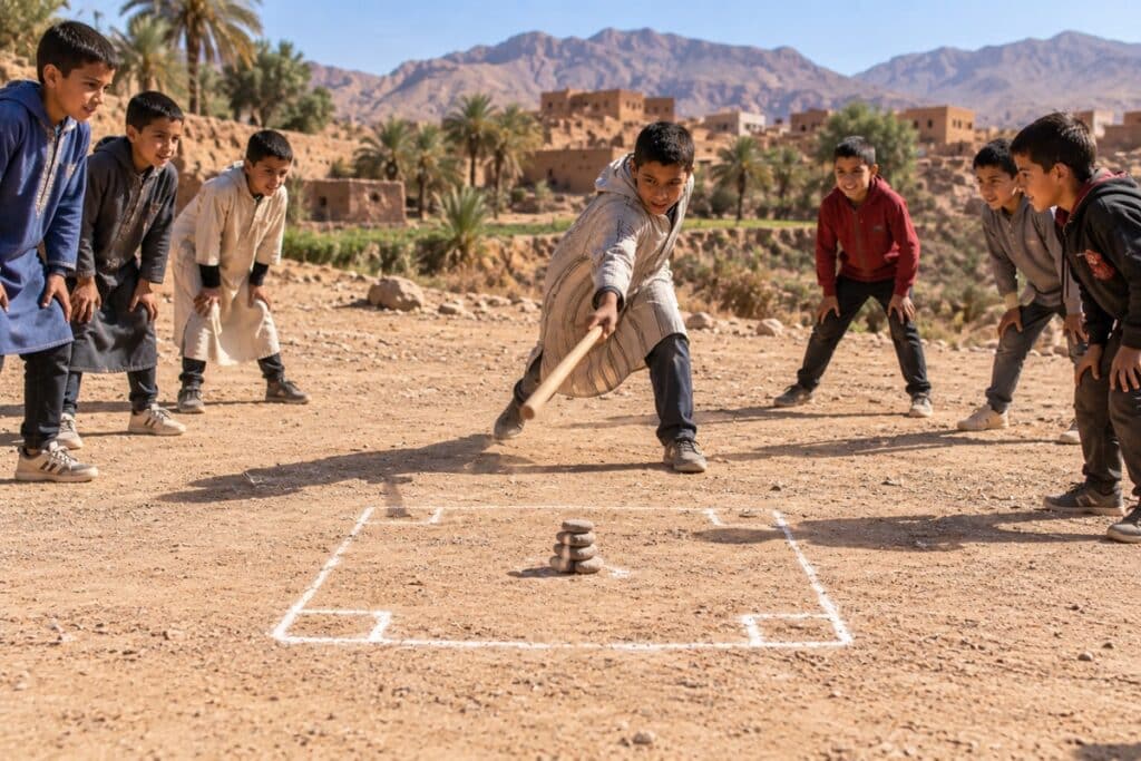 jeunes marocains jouant à une partie de dinifri