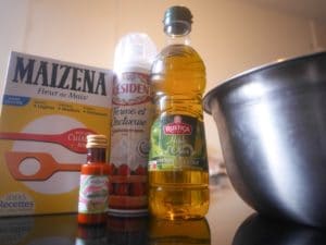 maizena huile et crème fouettée