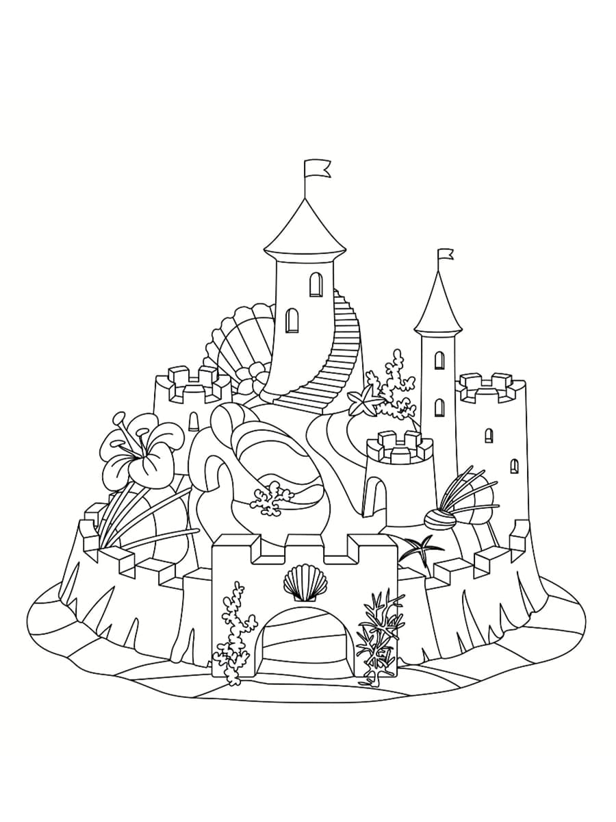 Coloriage château de sable  des dessins à imprimer gratuitement