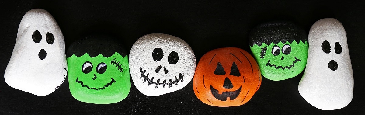 halloween painted pebbles