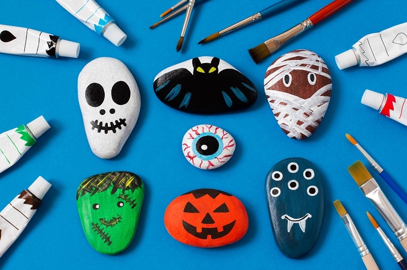 paint pebbles for halloween