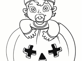 coloriage bébé citrouille