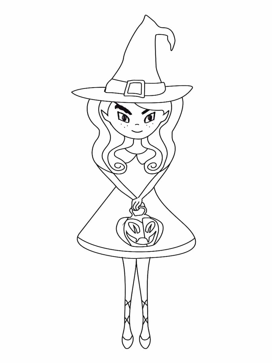 coloriage fille halloween