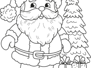 coloriage Père-Noël et sapin