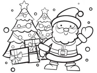 coloriage Père-Noël sapin et cadeaux