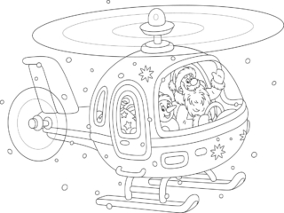coloriage Père-Noël hélicoptère
