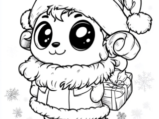 coloriage Père-Noël kawaii