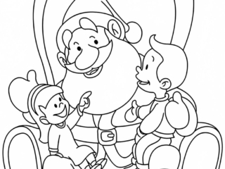 coloriage Père-Noël et enfants