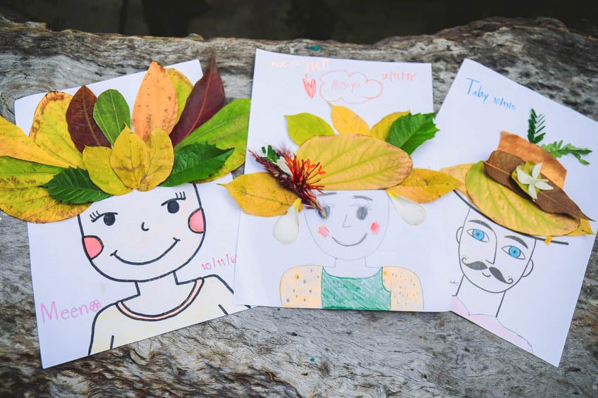 fall crafts with tree leaves