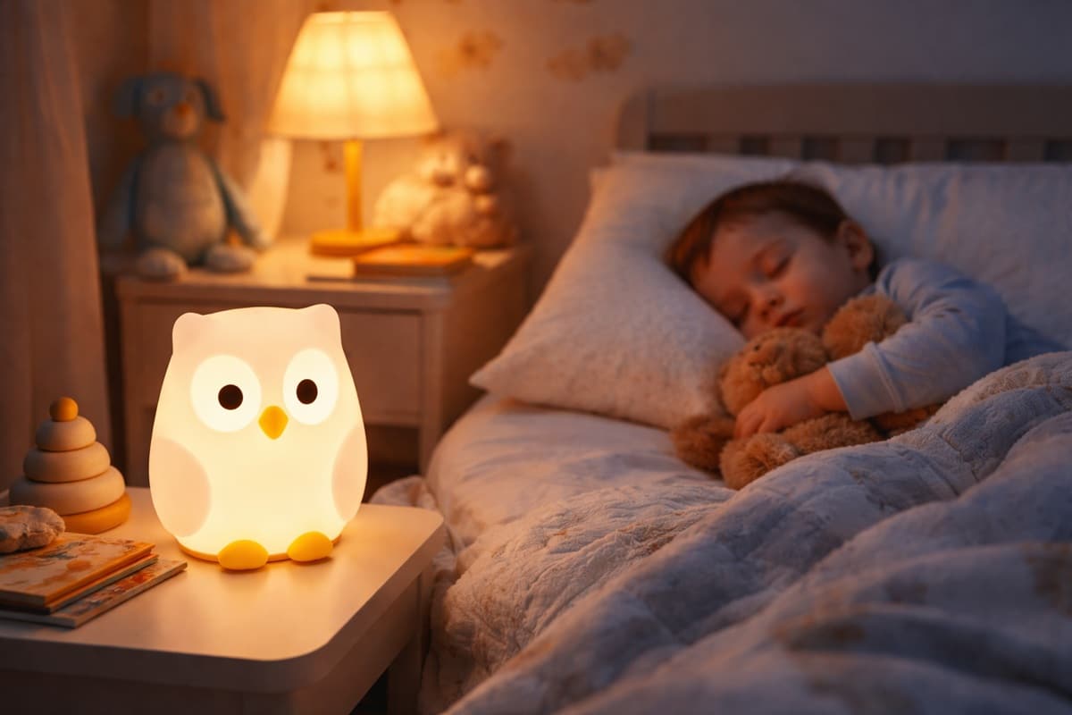 Nuit paisible dans la chambre d'un enfant avec veilleuse