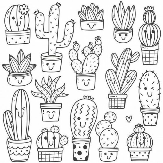 coloriage cactus kawaii