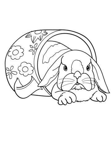 coloriage lapin dans une tasse
