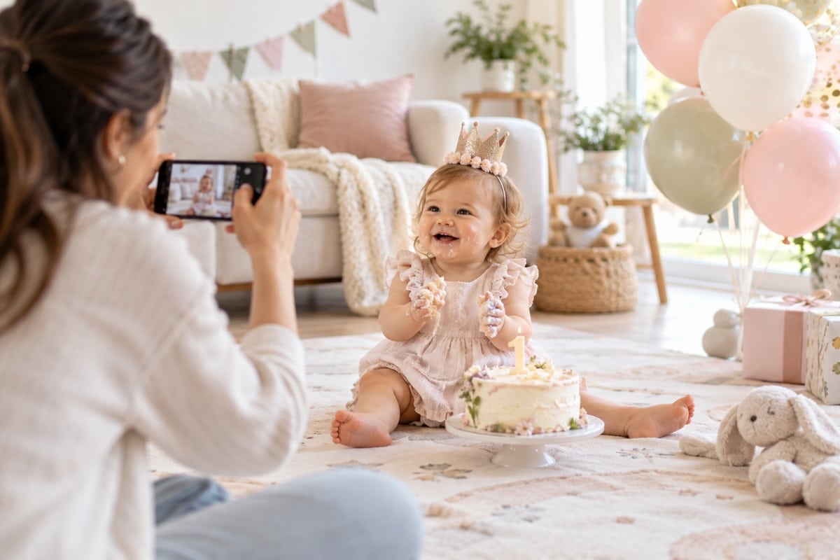 Un bébé fête son premier anniversaire pendant que sa maman immortalise ce joli moment