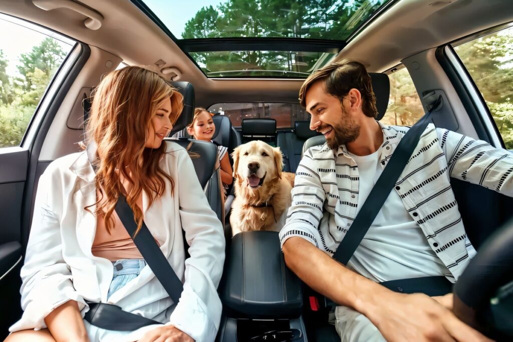 famille en voiture