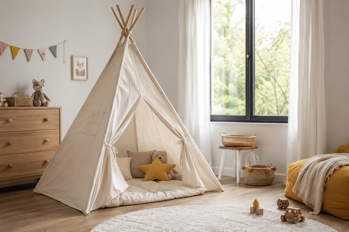 tipi dans une chambre d'enfant