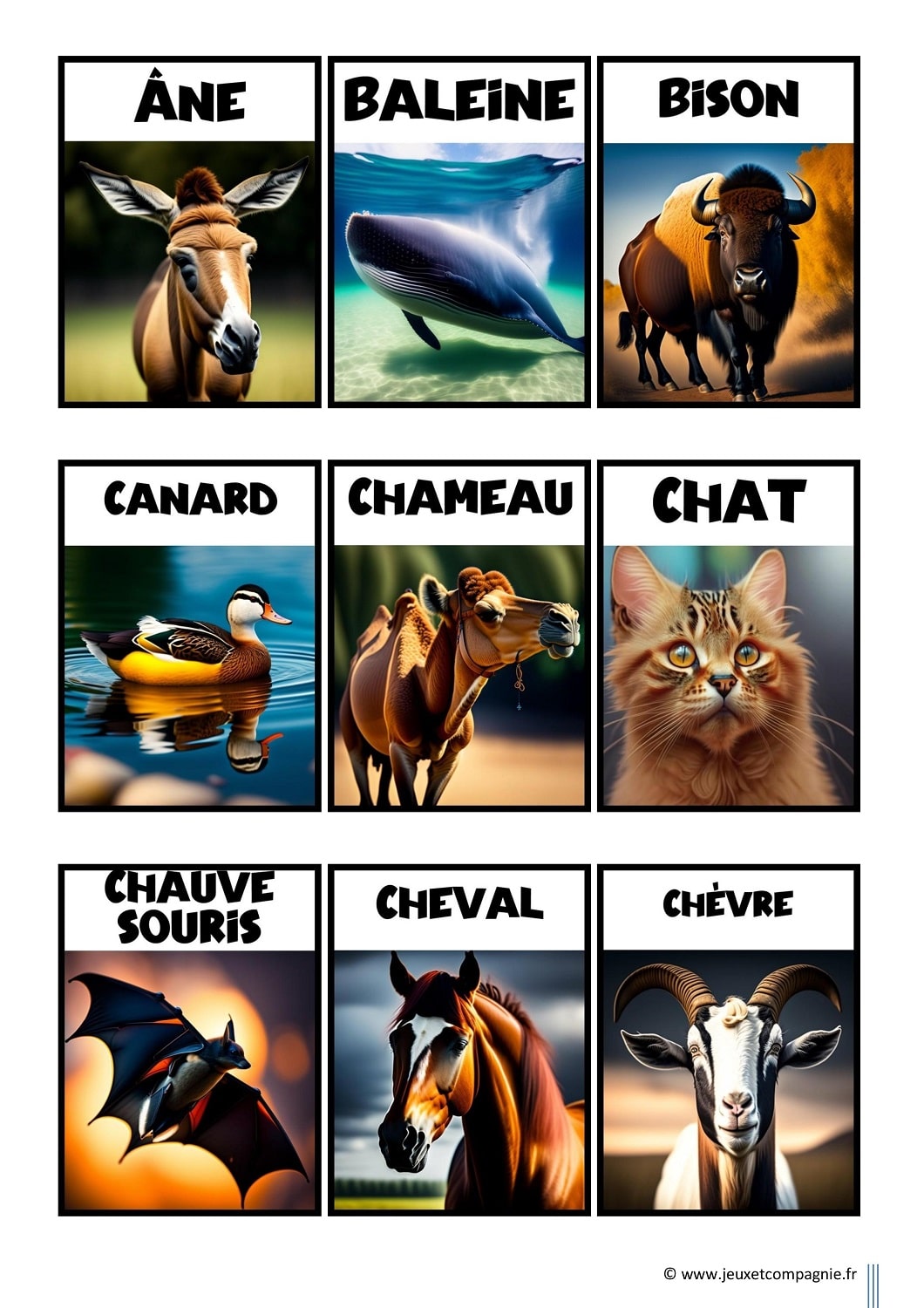 Disney animaux - Jeux de cartes Qui suis-je ?