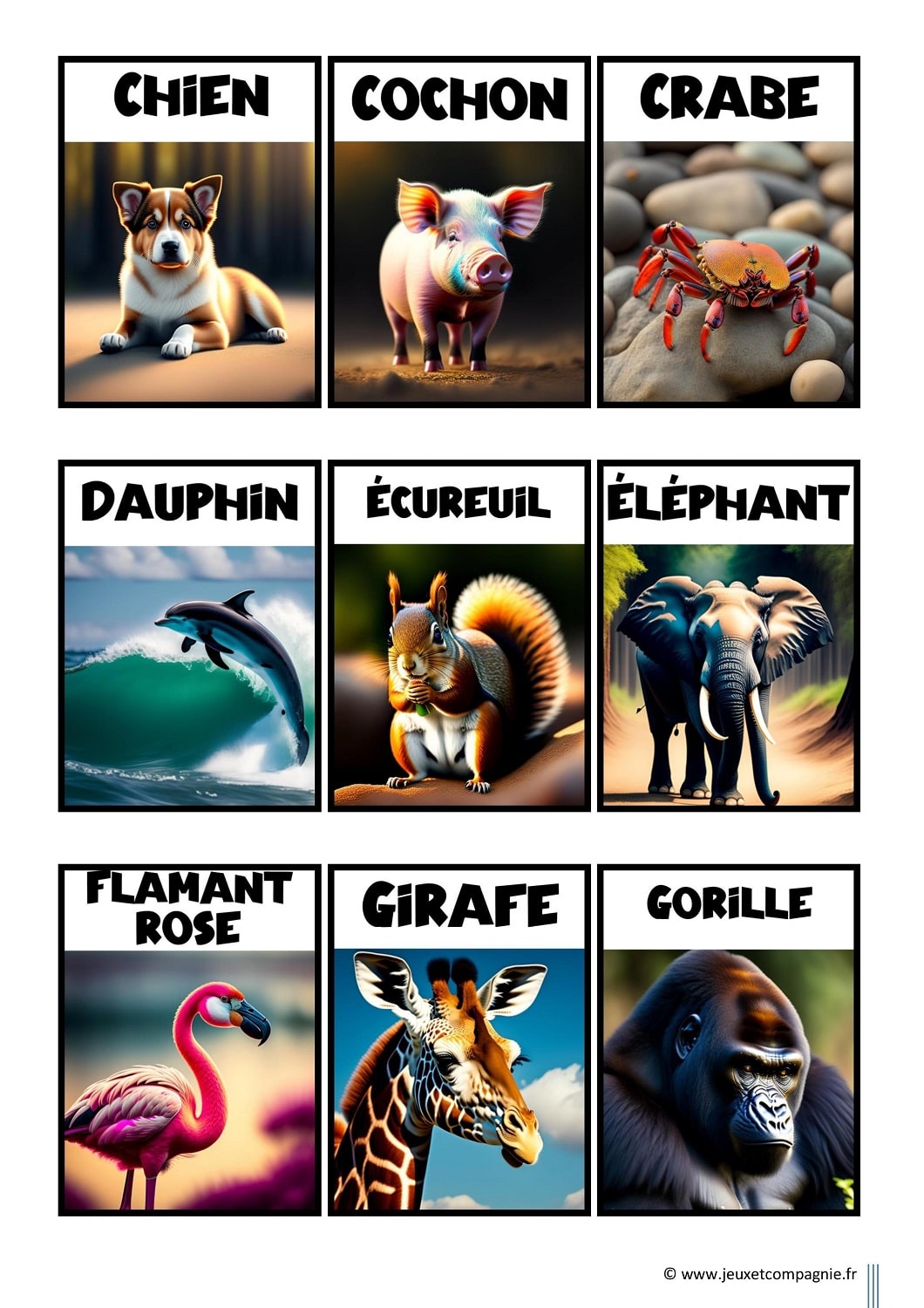 Disney animaux - Jeux de cartes Qui suis-je ?