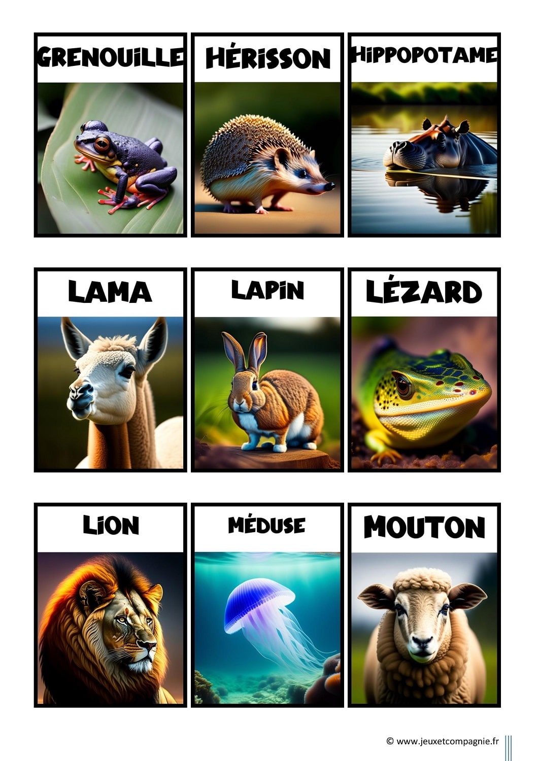 Disney animaux - Jeux de cartes Qui suis-je ?