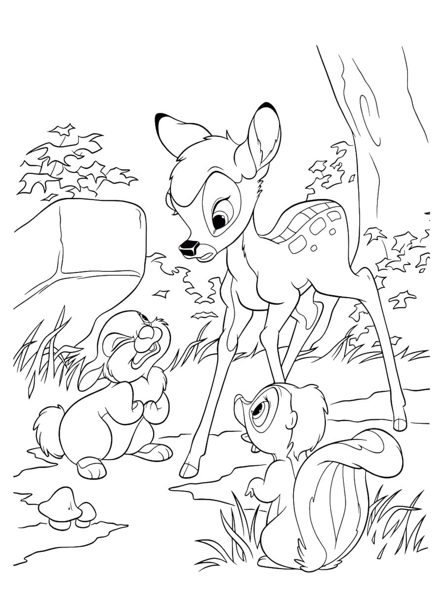 dessin bambi à colorier